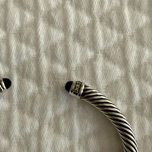 Authentic David Yurman cable sterling silver and onyx bracelet.